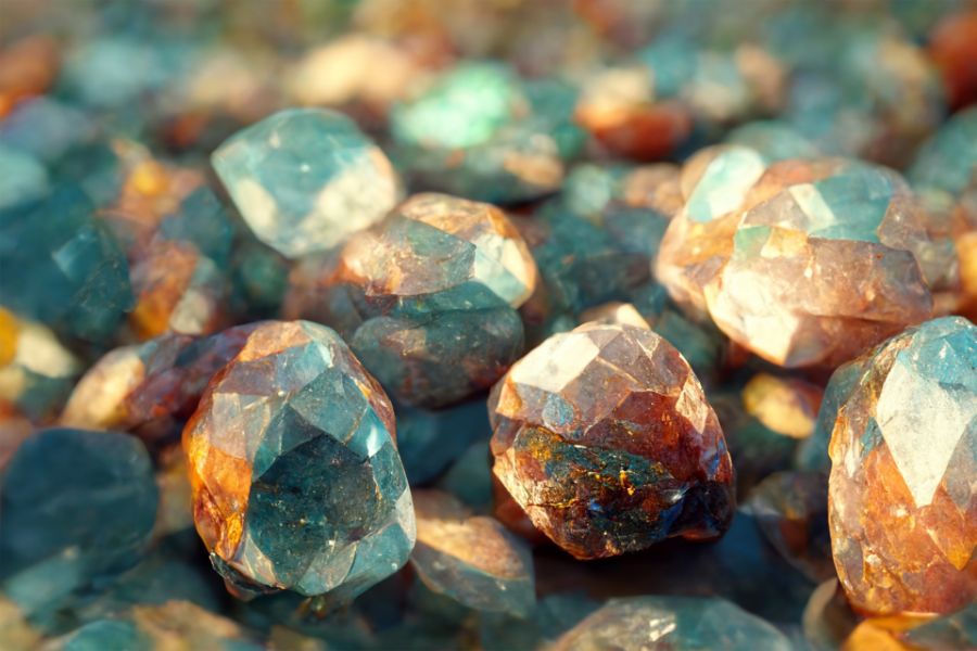 Teal gemstones in Jewelry, zircon